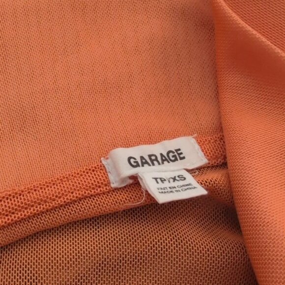 Garage Orange Button-Up Sheer Women's Top - Picture 3 of 3